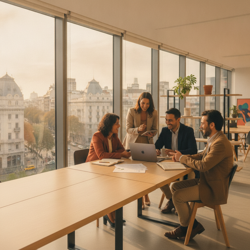 Equipo de una empresa trabajando con Company Brain